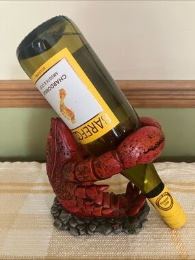 Lobster shaped wine bottle holder coastal dining decor unique